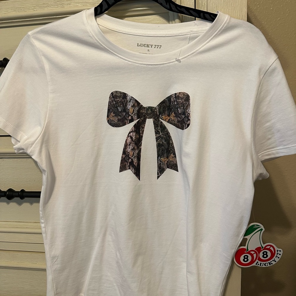 White Tee with Camouflage Accent